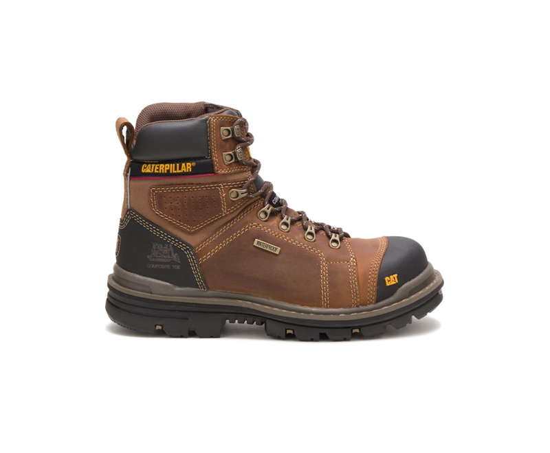Caterpillar Hauler 6" Waterdichte Composite Neus Werklaarzen Heren Donkerbruin | YMQDA-0597