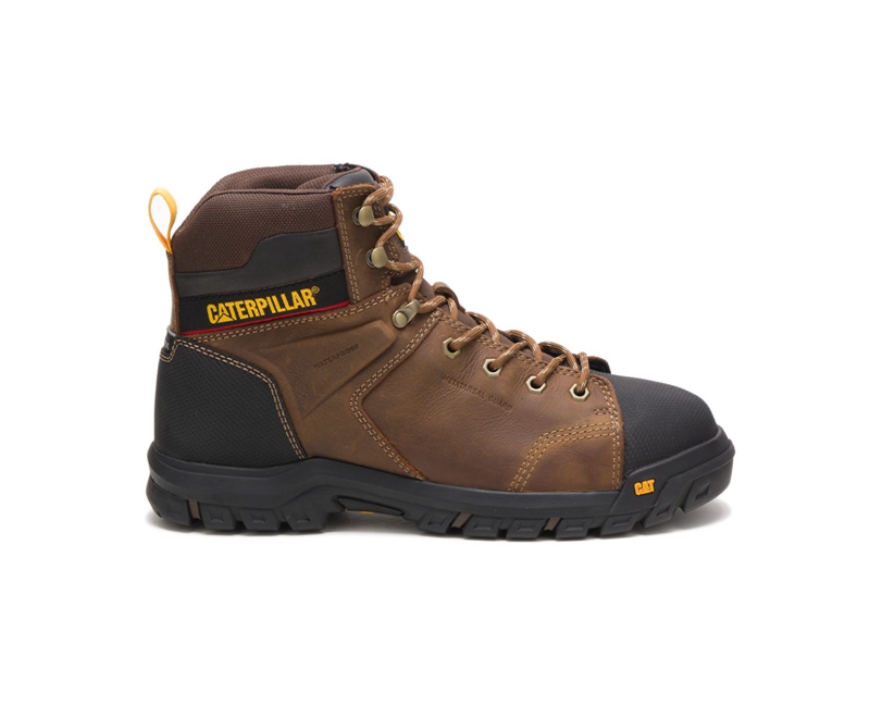Caterpillar Wellspring Waterdichte Metatarsal Guard Steel Neus Werklaarzen Heren Bruin | OULKM-9761