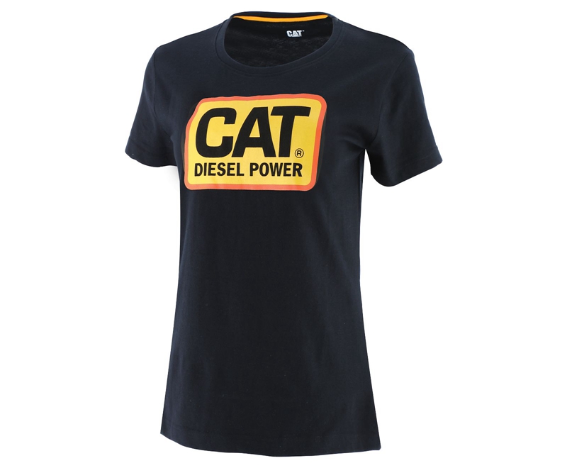 Caterpillar Diesel Power T-shirts Dames Zwart | QOXNF-5497