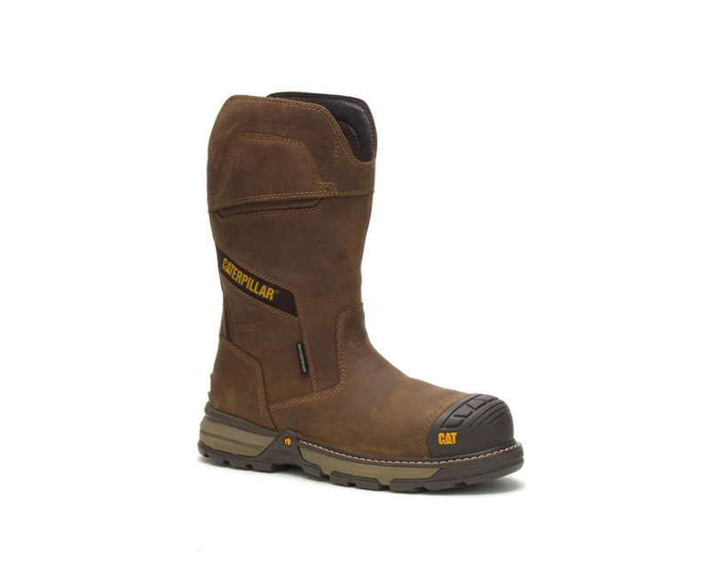 Caterpillar Excavator Superlite Pull-On Waterdichte Carbon Composite Neus Werklaarzen Heren Bruin | ZJEIV-2064