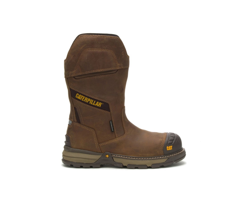 Caterpillar Excavator Superlite Pull-On Waterdichte Carbon Composite Neus Werklaarzen Heren Bruin | ZJEIV-2064