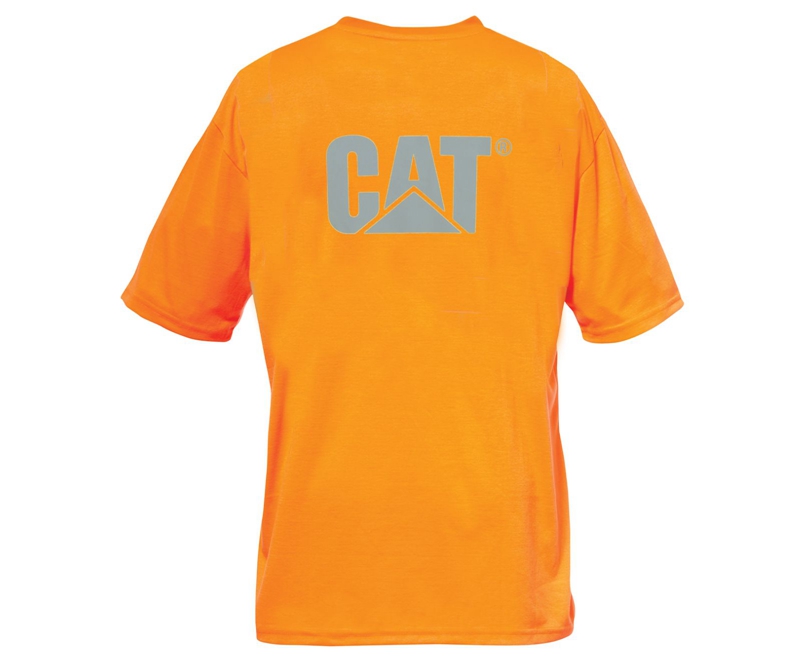 Caterpillar Hi-Vis Trademark Pocket T-shirts Heren Oranje | AVYQO-2789