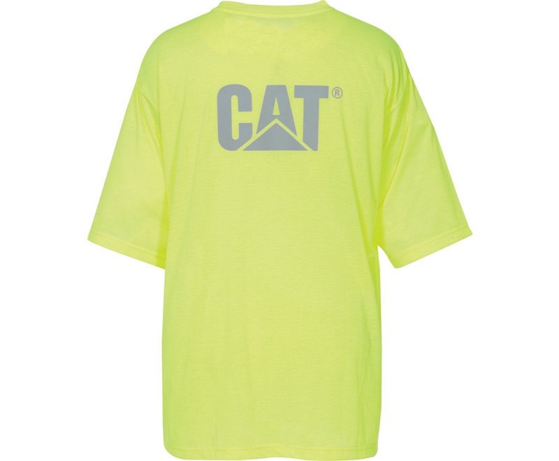 Caterpillar Hi-Vis Trademark Pocket T-shirts Heren Geel | XDSPQ-3826