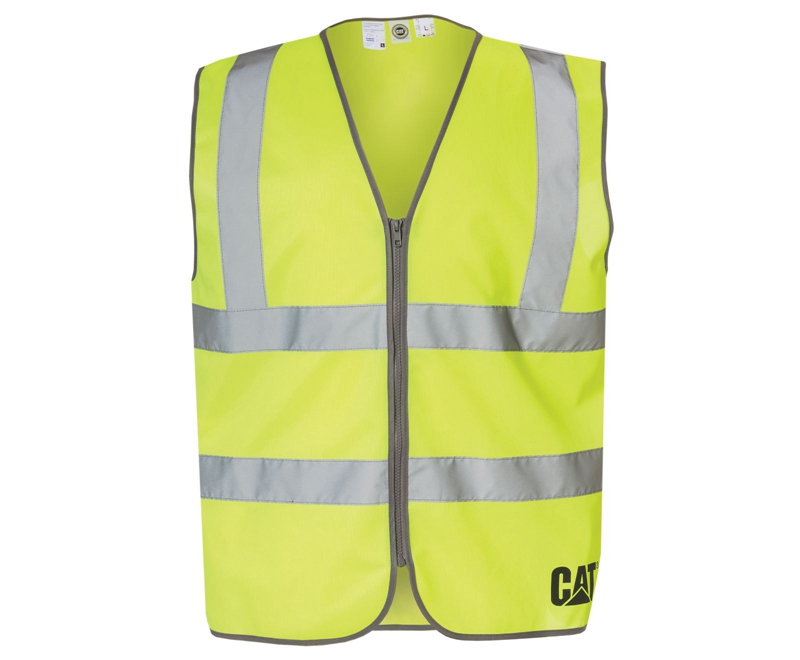 Caterpillar Hi-Vis Zip Gilet Heren Lichtgeel | FUOGV-5824