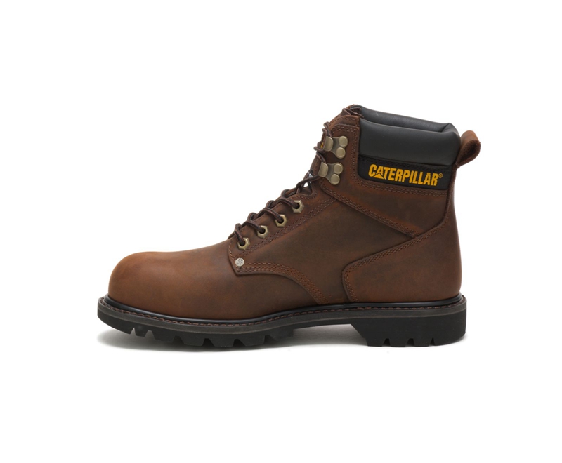 Caterpillar Second Shift Steel Neus Wandellaarzen Heren Donkerbruin | KRVIQ-4086