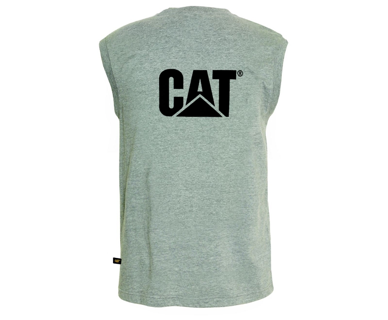 Caterpillar Trademark Mouwloos Pocket T-shirts Heren Grijs | HOIQG-7631