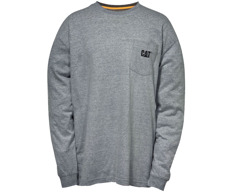 Caterpillar Trademark Pocket Long Sleeve Sweatshirt Heren Donkergrijs | CFTJZ-5103
