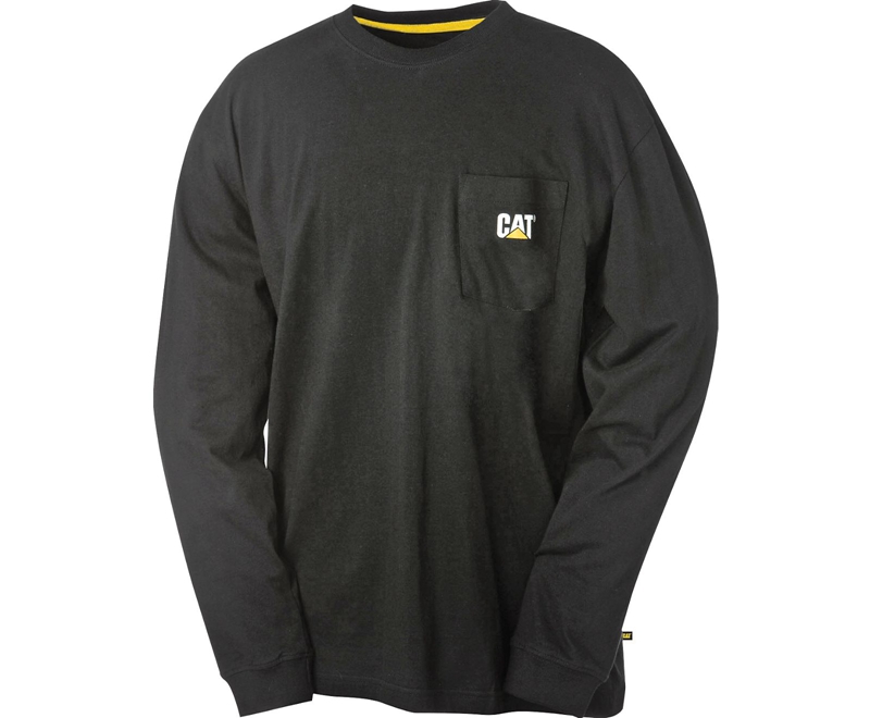 Caterpillar Trademark Pocket Long Sleeve Sweatshirt Heren Zwart | ERBSD-9842