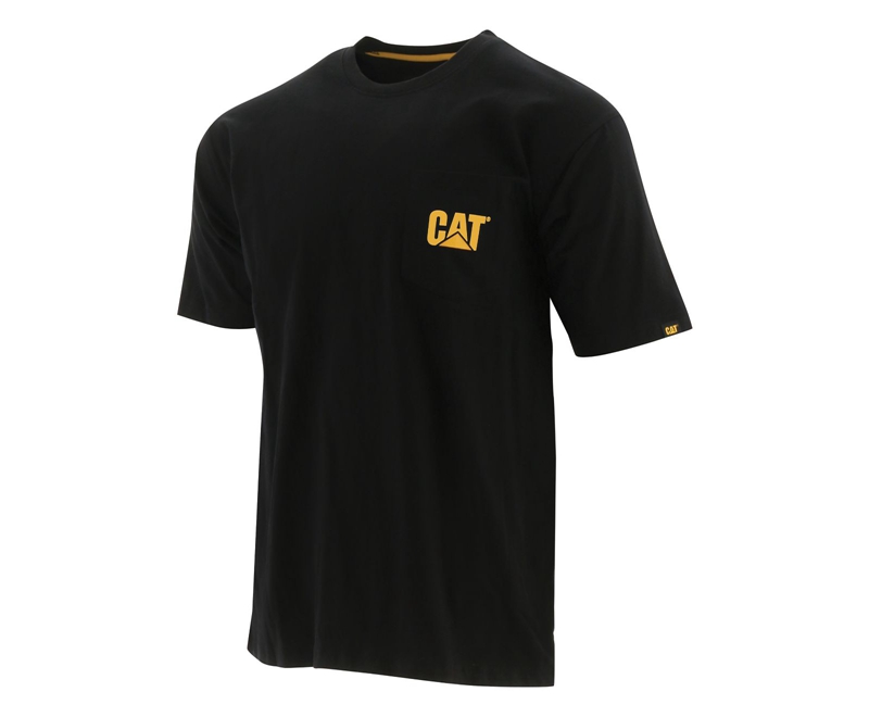 Caterpillar Trademark Pocket T-shirts Heren Zwart | ALCFN-4971