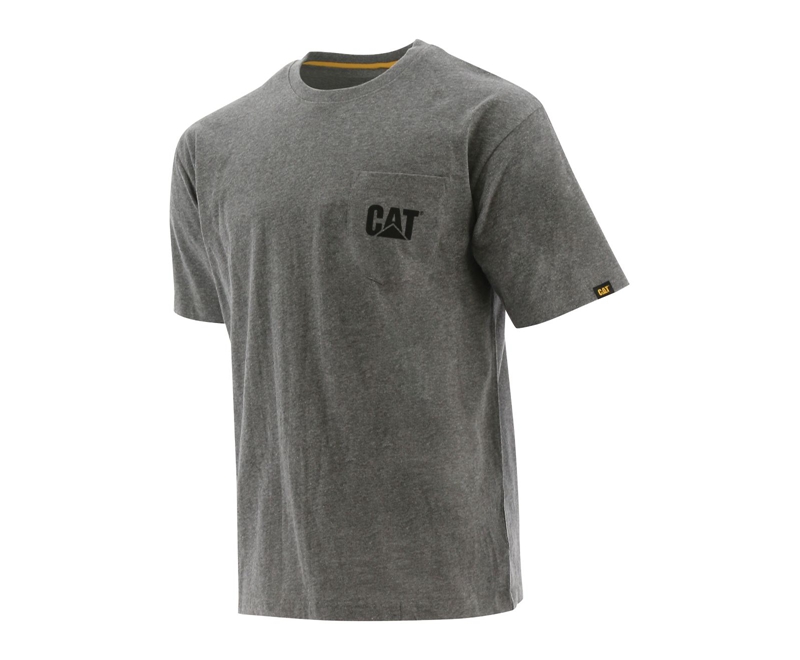 Caterpillar Trademark Pocket T-shirts Heren Donkergrijs | VPIUE-8075
