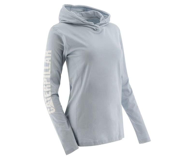 Caterpillar UPF Met Capuchon Banner Long Sleeve Sweatshirt Dames Blauw | ODBGT-0831