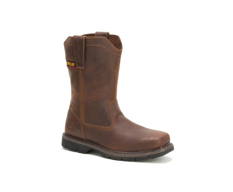 Caterpillar Wellston Pull On Steel Neus Werklaarzen Heren Donkerbruin | DFLQT-4817