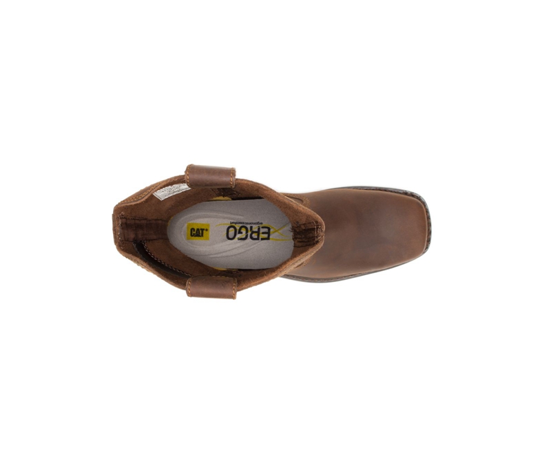 Caterpillar Wellston Pull On Steel Neus Werklaarzen Heren Donkerbruin | DFLQT-4817