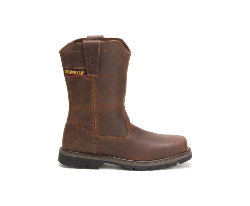Caterpillar Wellston Pull On Steel Neus Werklaarzen Heren Donkerbruin | DFLQT-4817